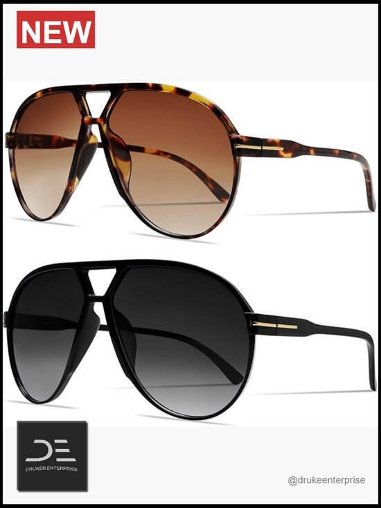 Oversized Classic 70s Vintage Trendy Square Aviator Sunglasses with UV main image 7